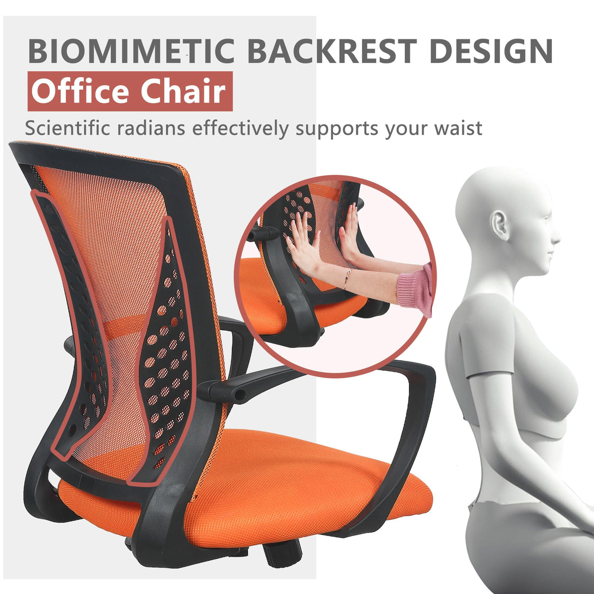 Orange Ergonomic Mesh Gaming Chair J953328