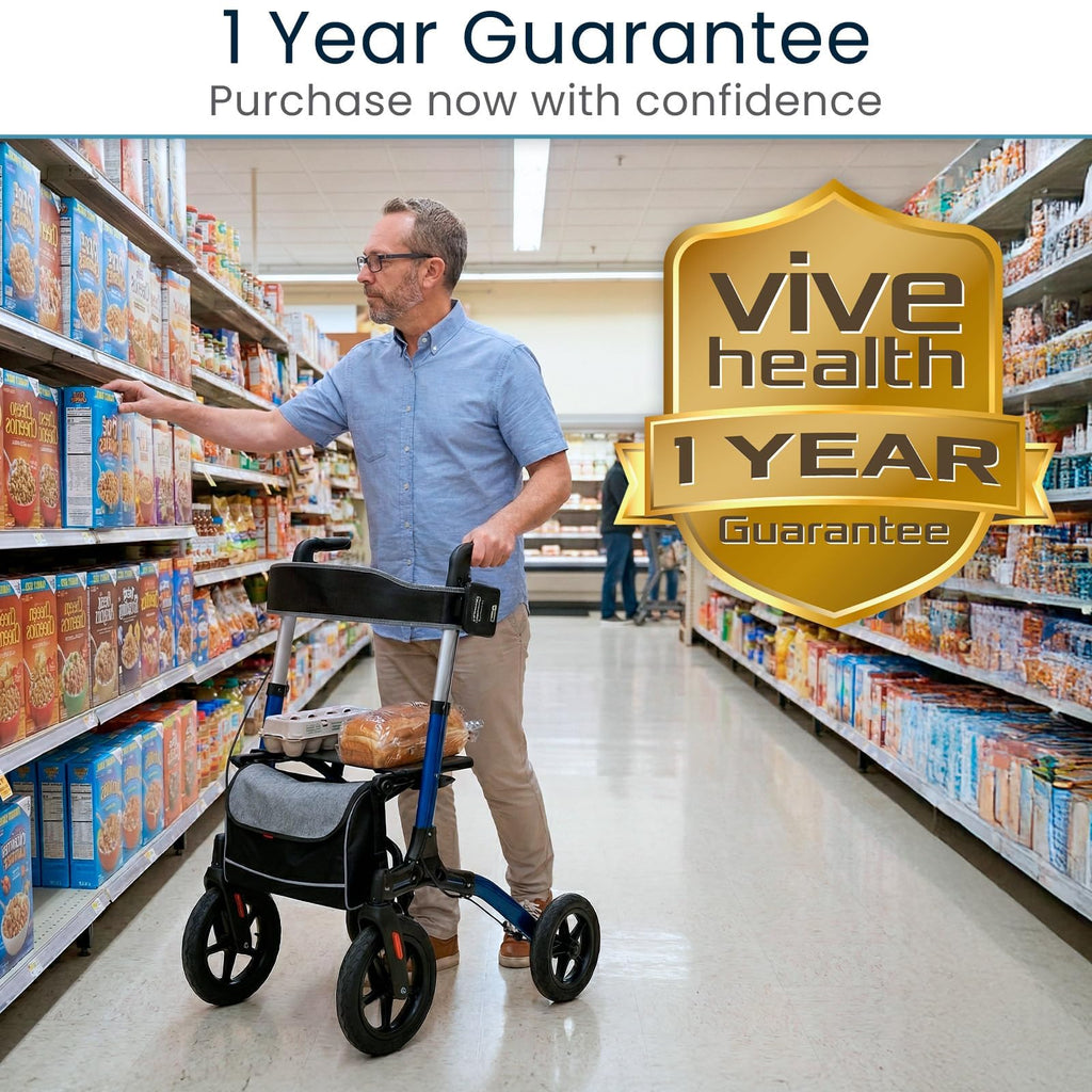 All-Terrain Rollator Walker with 12” Pneumatic Wheels E830866