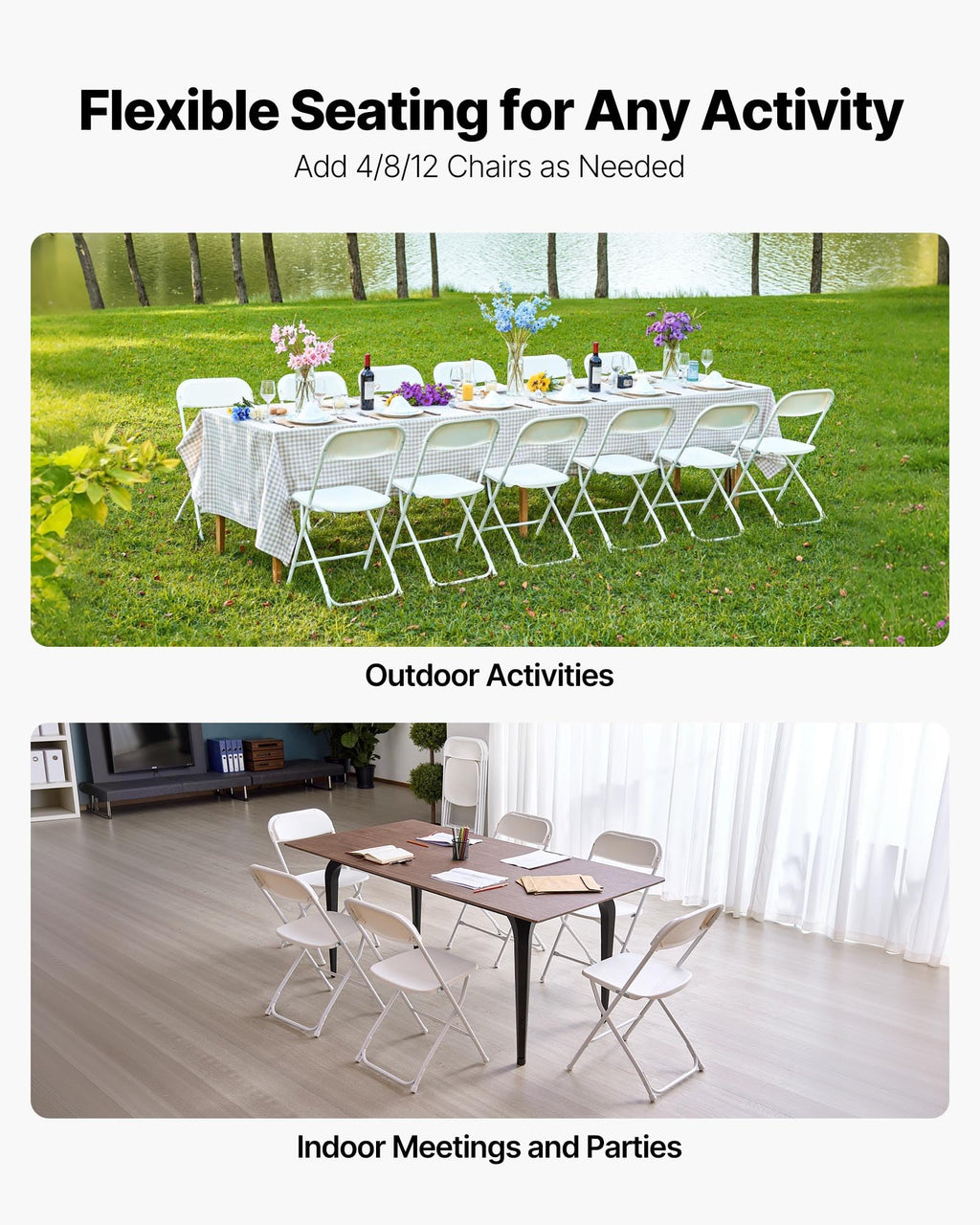 4 Pack Folding Plastic Chairs with Metal Frame Y18227