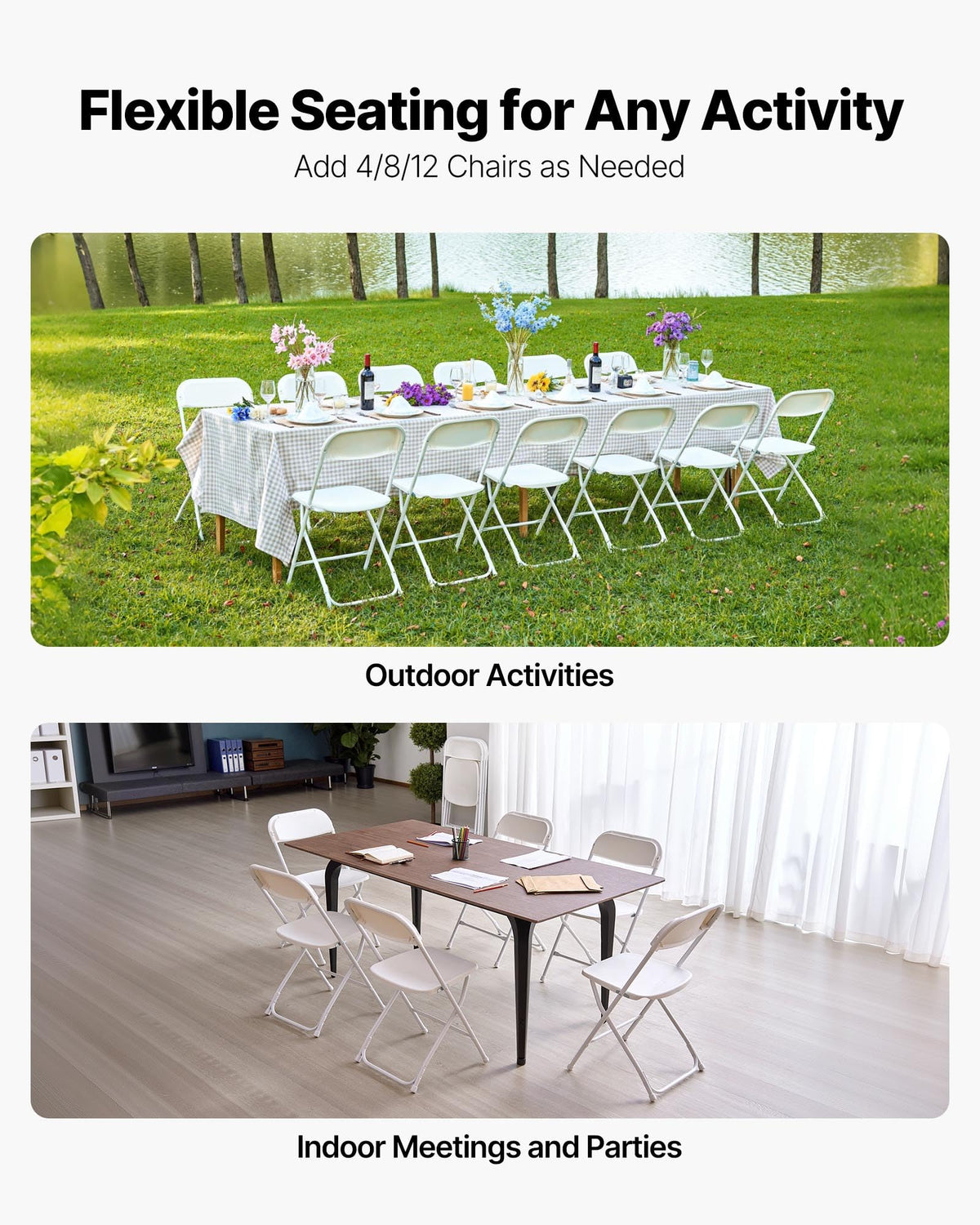 4 Pack Folding Plastic Chairs with Metal Frame Y18227