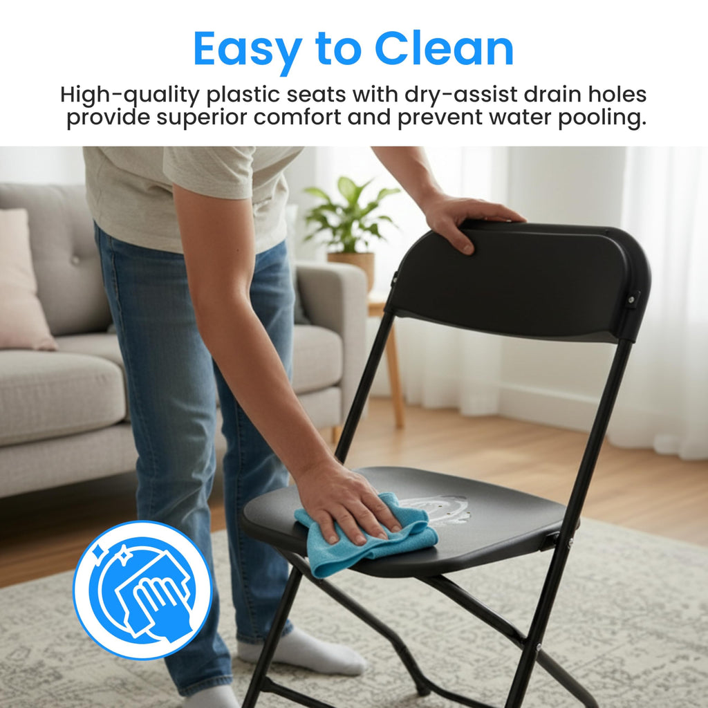 Black 10-Pack Plastic Folding Chair with Metal Frame K725230