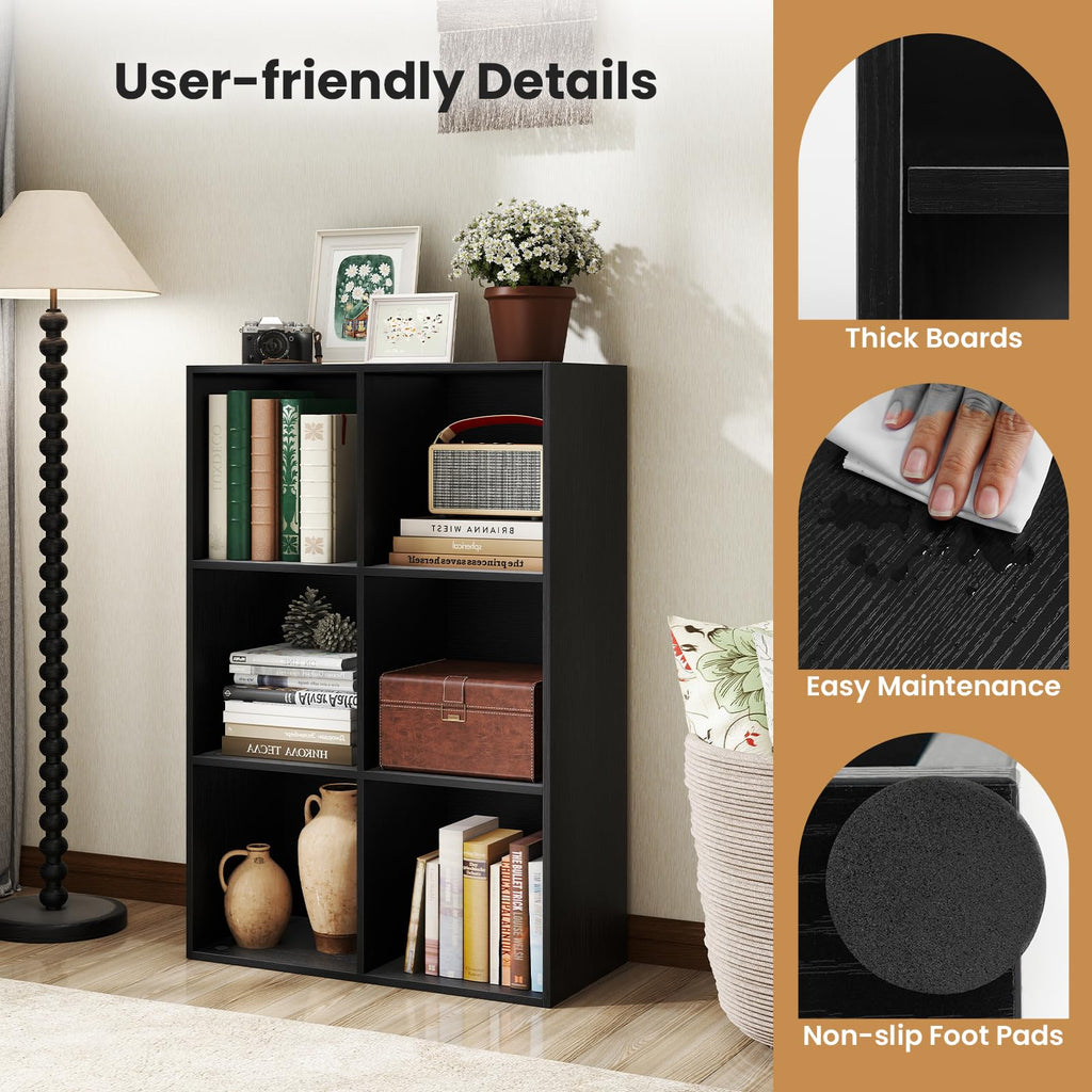 Black 6-Cube 3-Tier Bookcase H7459