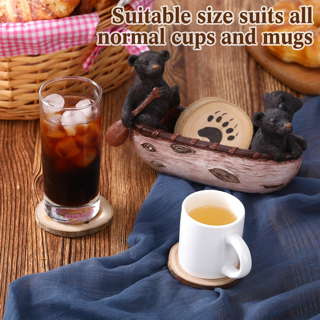Black Bear Coaster Set with Canoe Holder A3406