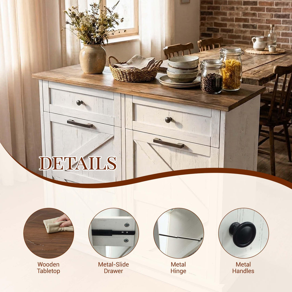 White Double Tilt Out Trash Can Cabinet with 2 Storage Drawers B95427