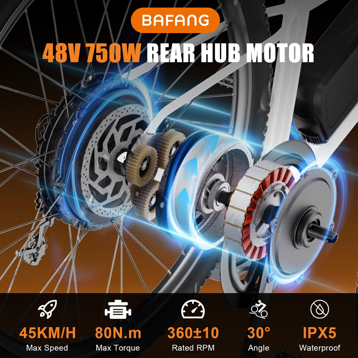 48V 750W Electric Bicycle Conversion Kit Rear Hub Motor Wheel K469