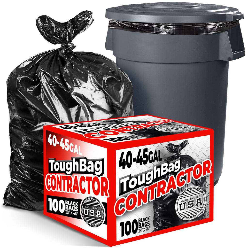 44 Gallon Heavy Duty Contractor Trash Bags, 100 Ct, Black, 1.2 Mil I3934