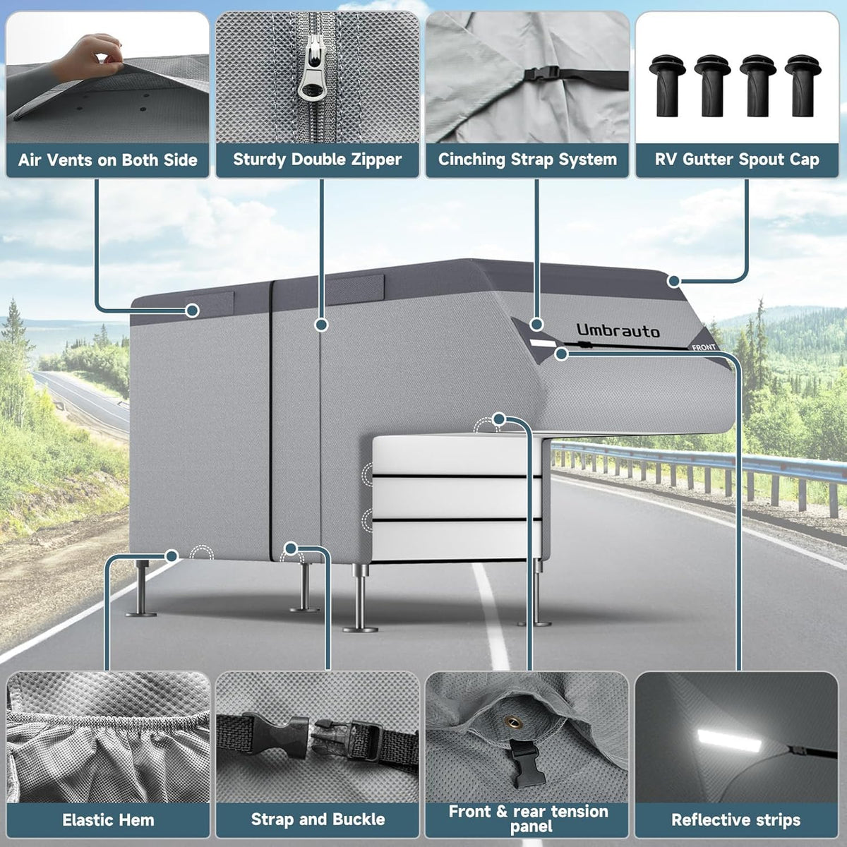8-10ft Waterproof 7 Layers Truck Camper RV Cover R158298