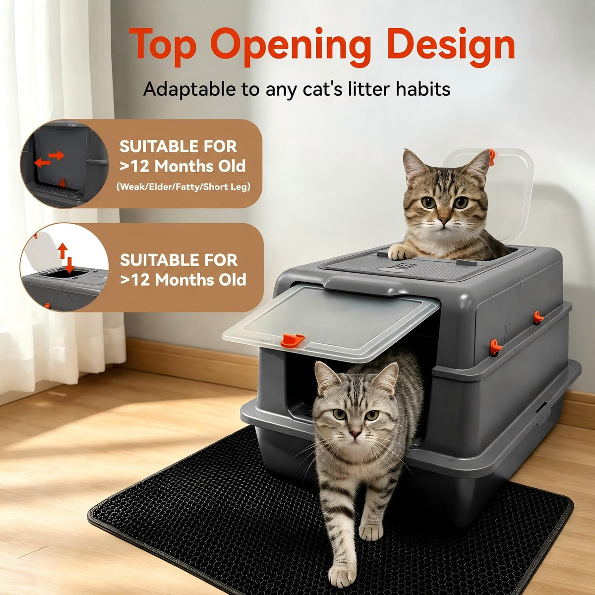 2 Pack XXXL Stainless Steel Litter Box with Lid U109