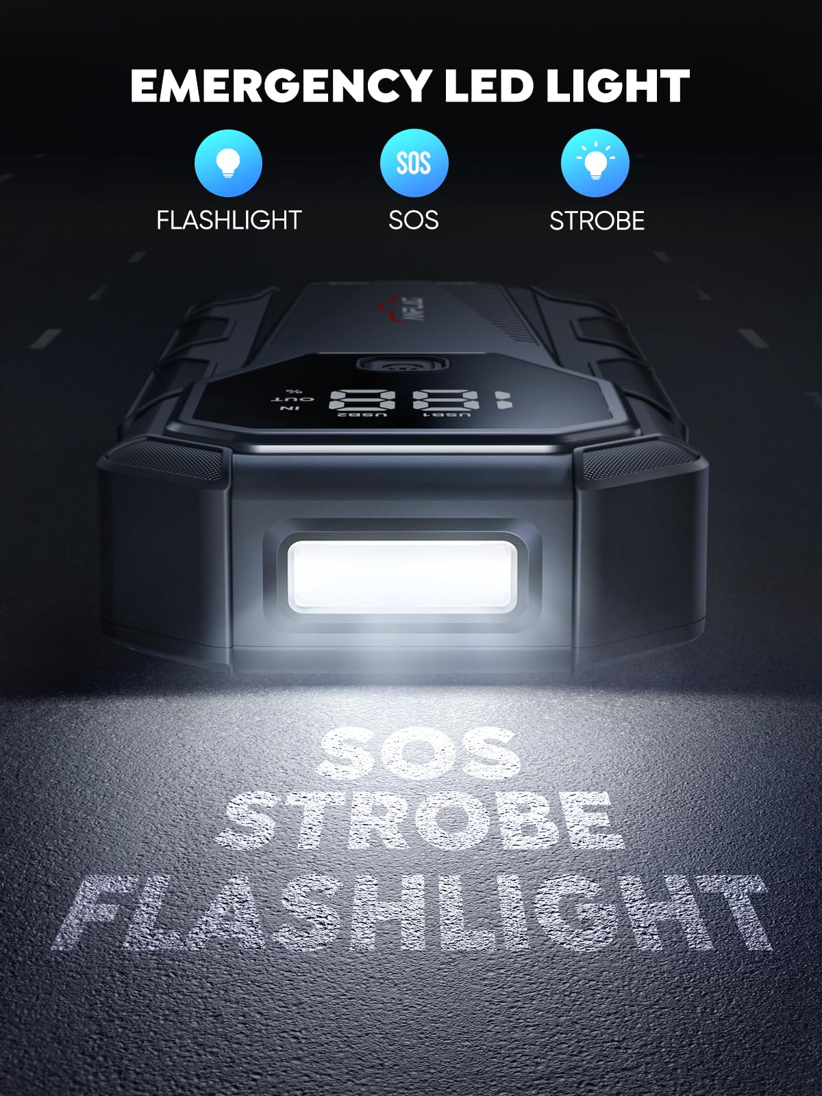 6000A 12V Portable Jump Starter with LED Display S35715