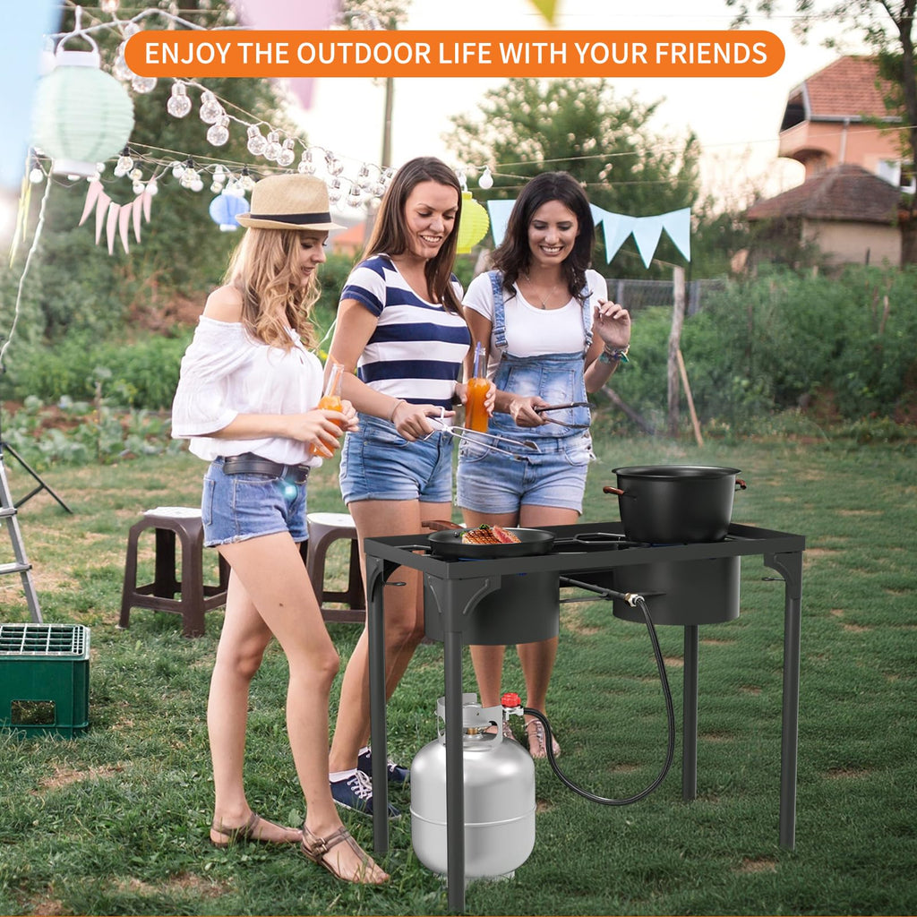2 Burner High Pressure Propane Camping Stove with Detachable Legs N46561