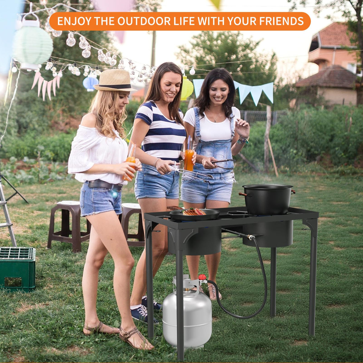 2 Burner High Pressure Propane Camping Stove with Detachable Legs N46561