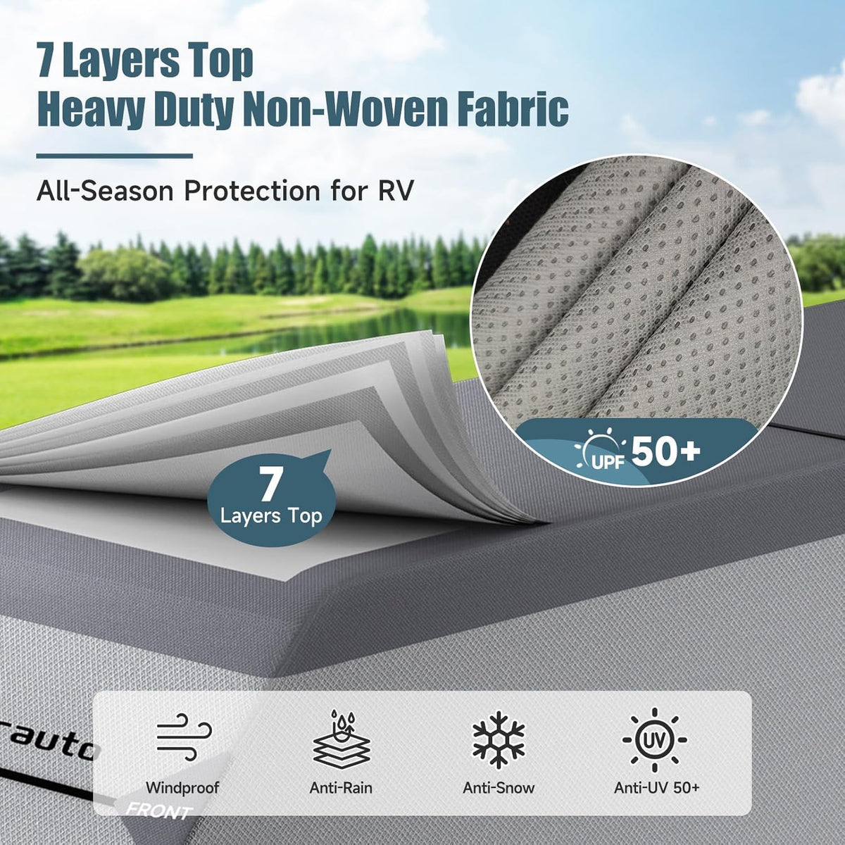 8-10ft Waterproof 7 Layers Truck Camper RV Cover R158298