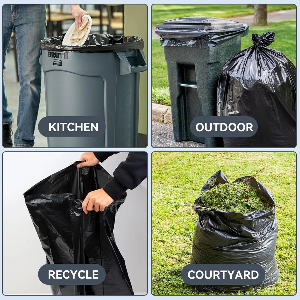 45 Gallon Heavy Duty Black Plastic Trash Bags 50 Count M951