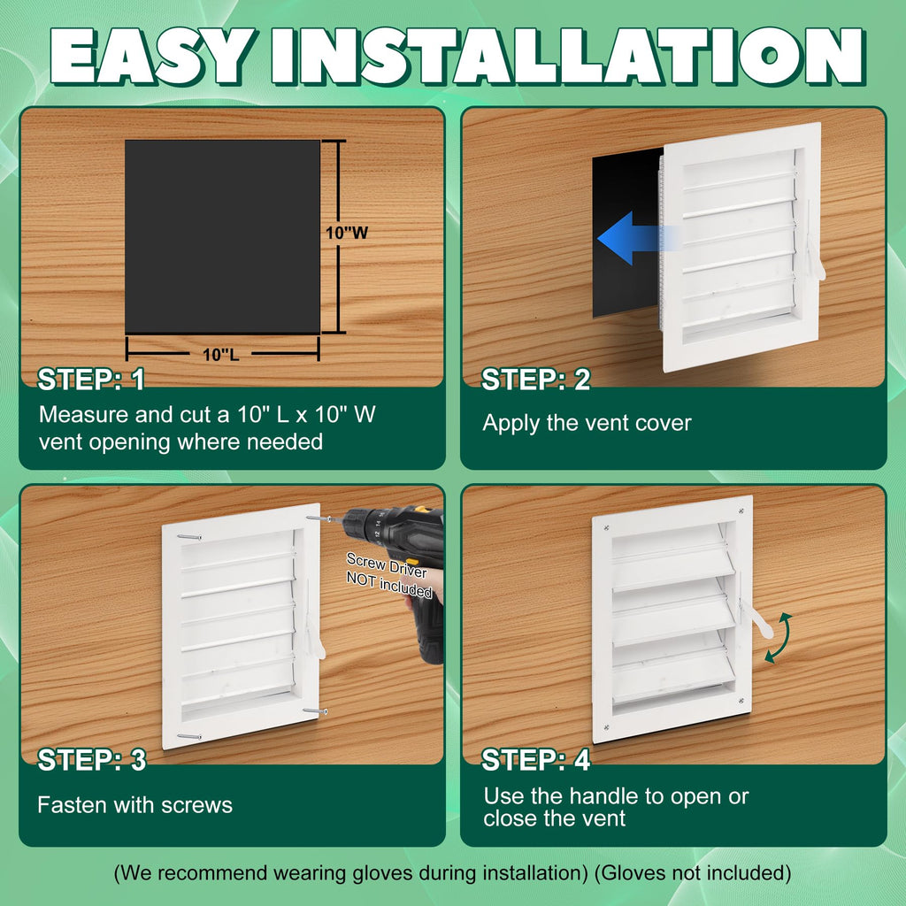 Adjustable Aluminum Alloy Chicken Coop Vent with Screen Mesh M10498