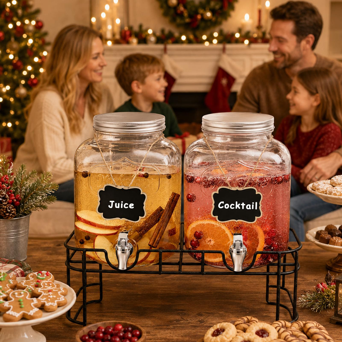 1 Gallon Glass Drink Dispenser Set of 2 Q3906