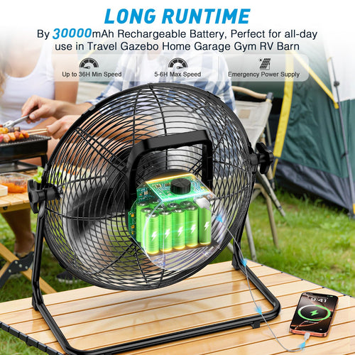20" Solar Powered Rechargeable Floor Fan with 40W Solar Panel T681