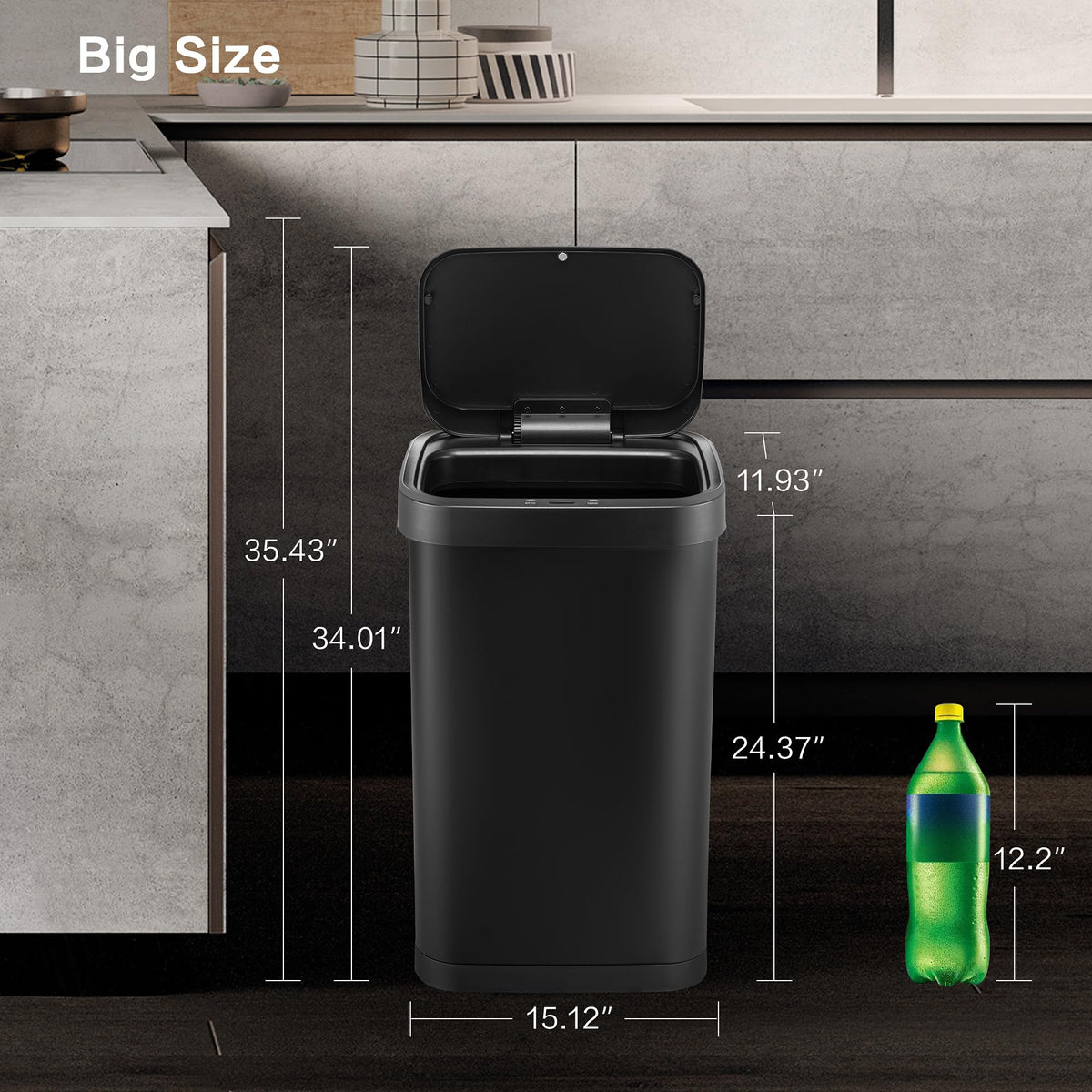 13 Gallon Touchless Stainless Steel Trash Can Q1563