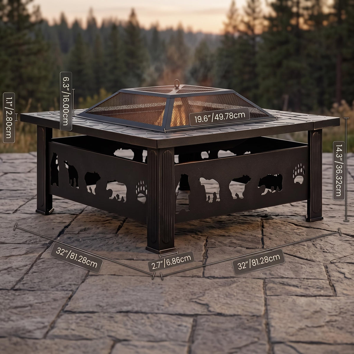 32" Outdoor Wood Burning Fire Pit Table Q423566