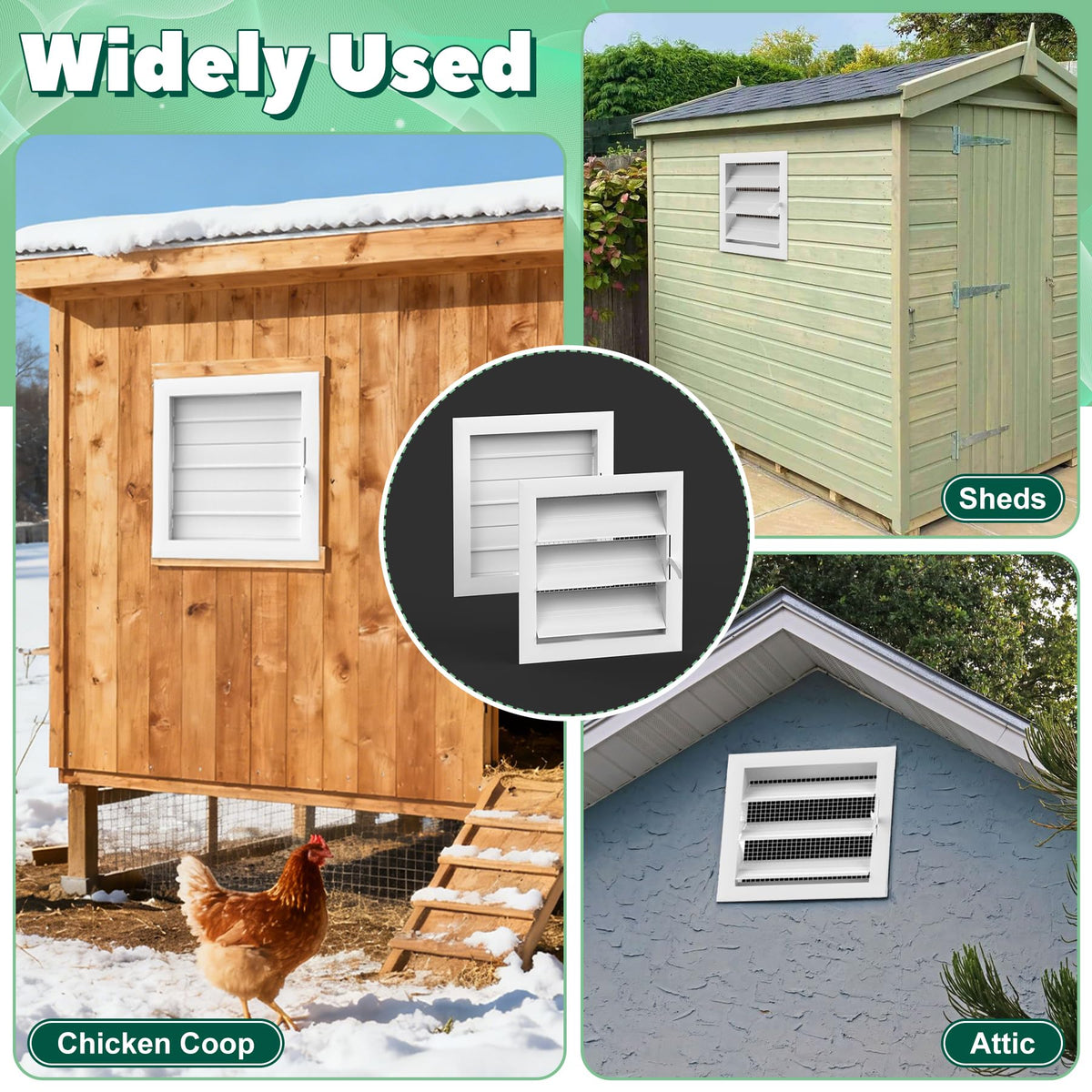 Adjustable Aluminum Alloy Chicken Coop Vent with Screen Mesh M10498