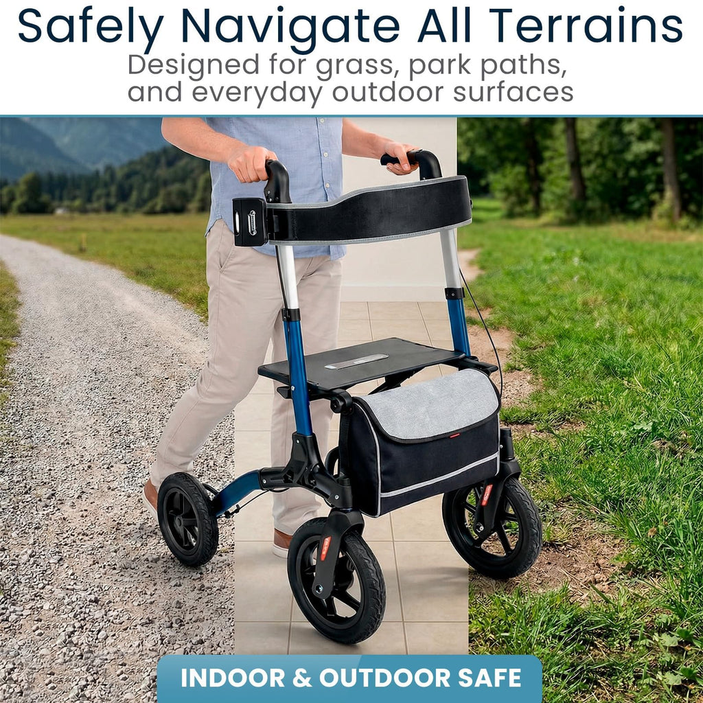 All-Terrain Rollator Walker with 12” Pneumatic Wheels E830866