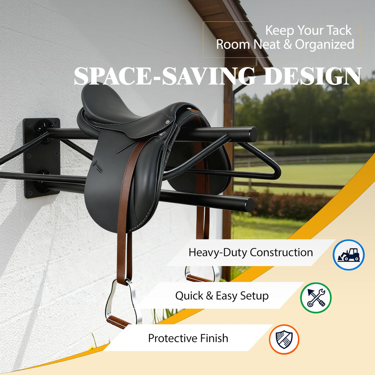Wall Mount Metal Saddle Rack with Pad Bar N9087