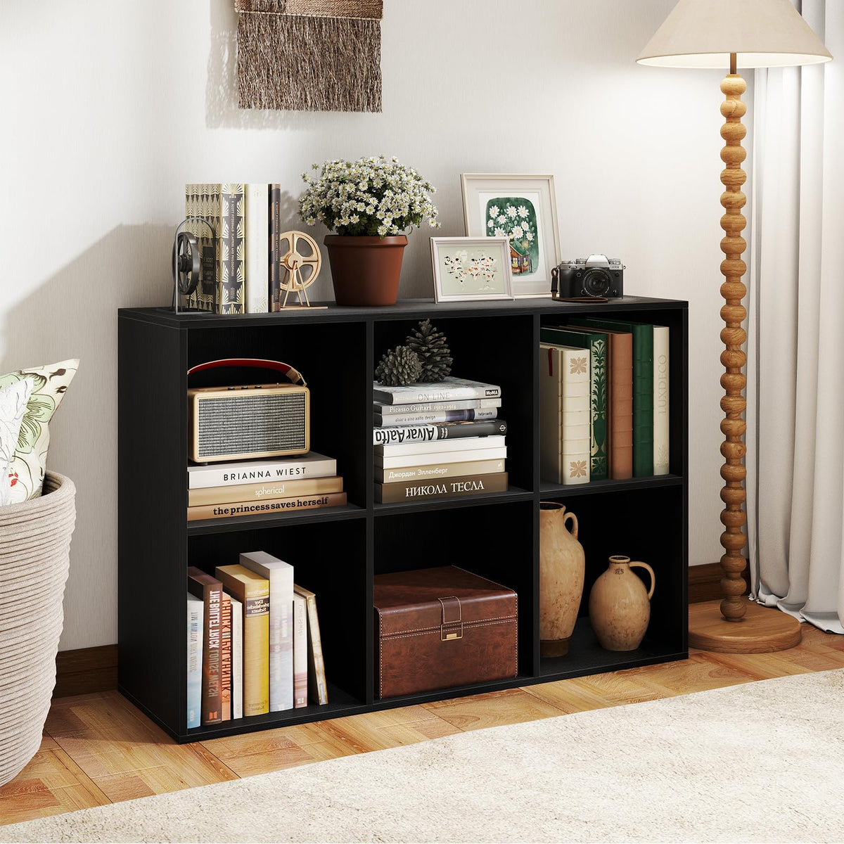 Black 6-Cube 3-Tier Bookcase H7459