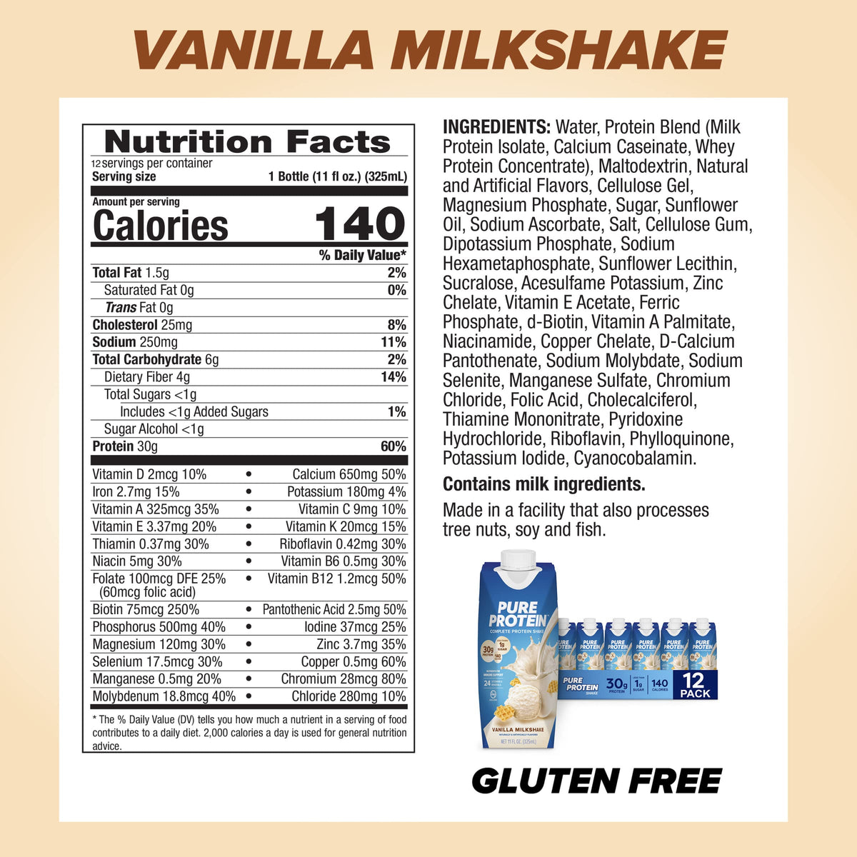 Vanilla Protein Shake, 30g Complete Protein J268