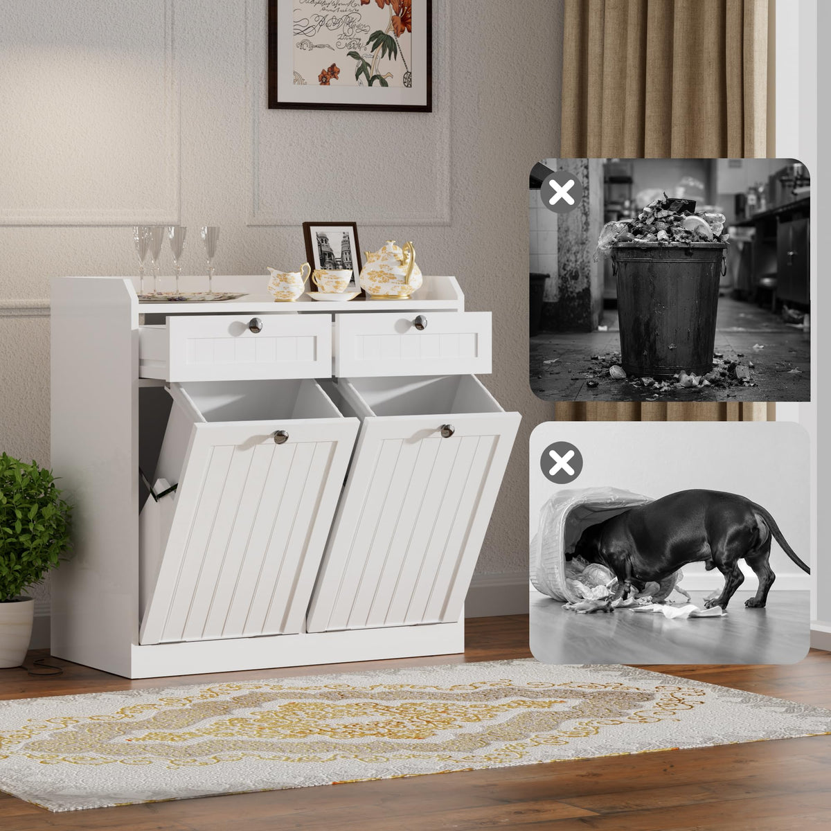 8 Gallon Double Tilt Out Trash Can Cabinet E75192