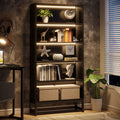 Black 70.8” 5-Tier Bookcase with LED Lights I9762