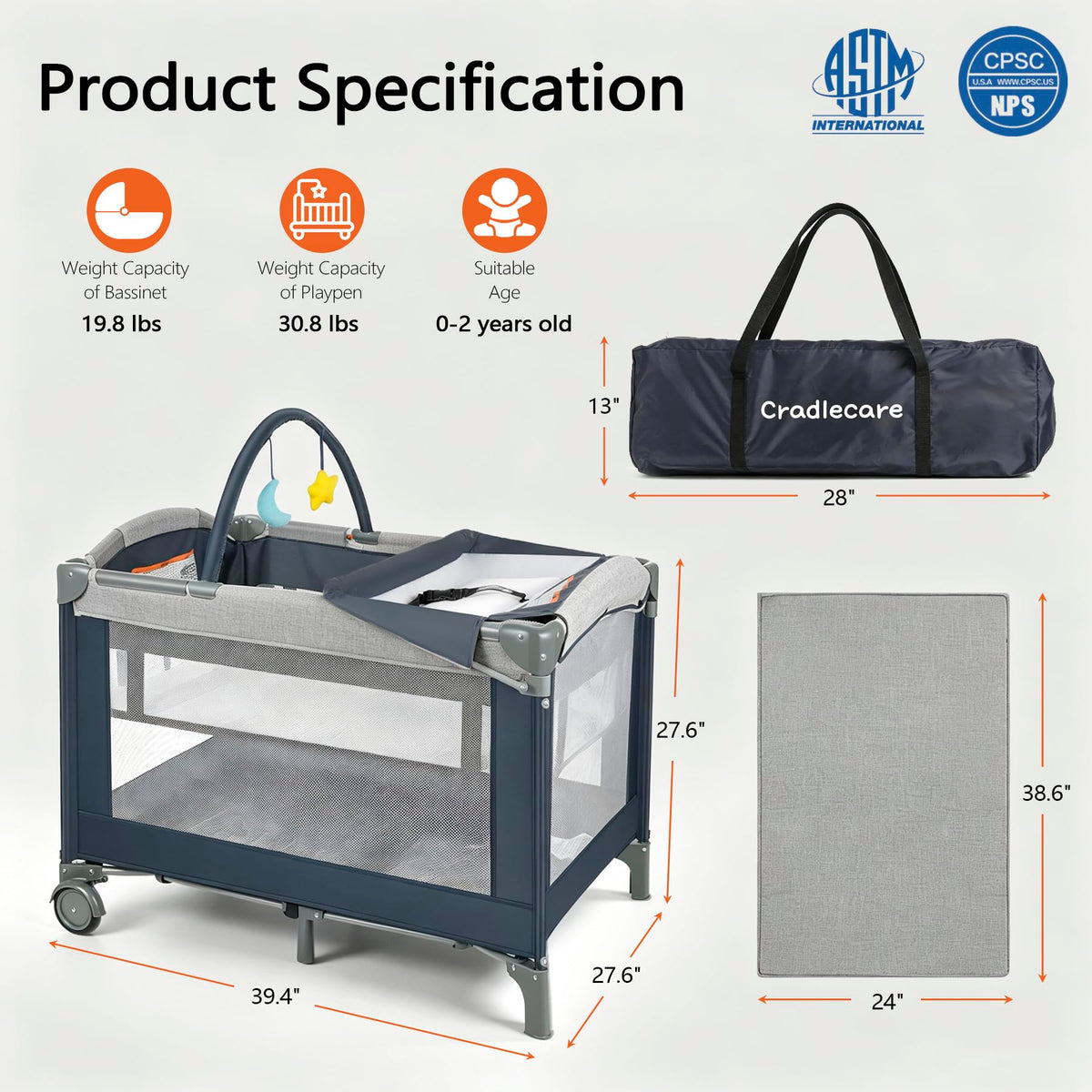 3-in-1 Pack and Play Playard with Bassinet & Changing Table H326871