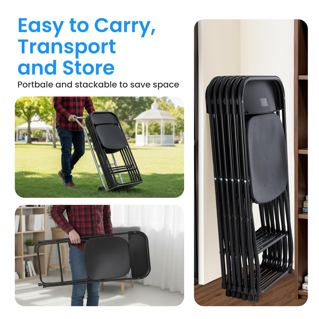 Black 10-Pack Plastic Folding Chair with Metal Frame K725230