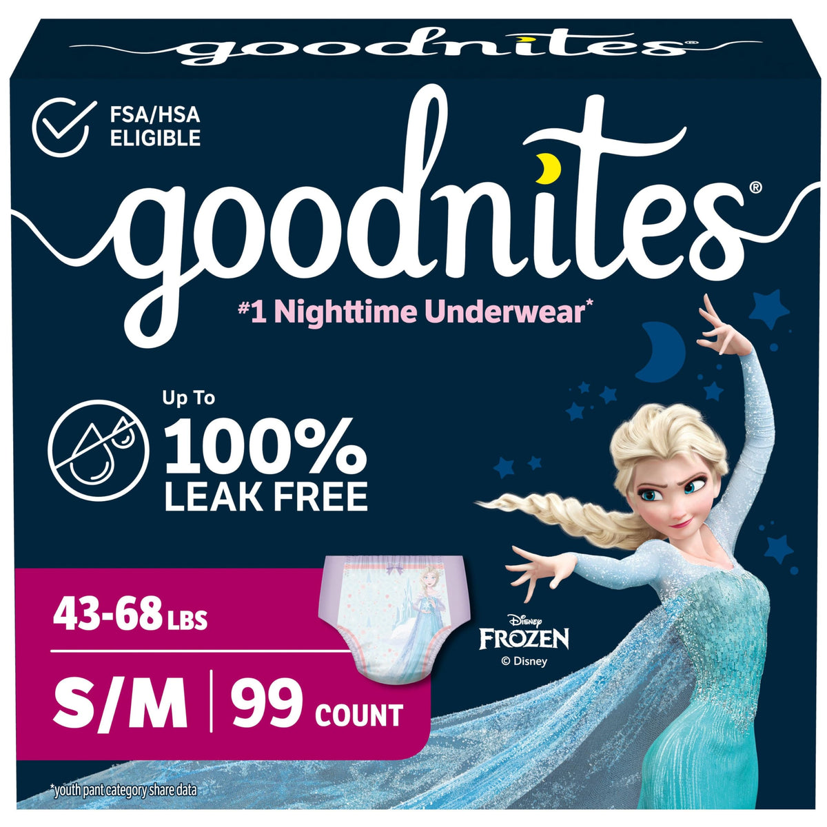 Girls Nighttime Underwear Size S/M 99 Ct D6765