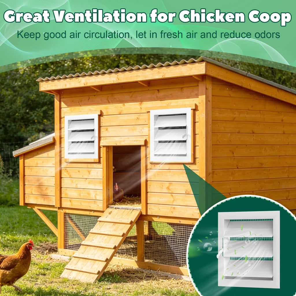 Adjustable Aluminum Alloy Chicken Coop Vent with Screen Mesh M10498