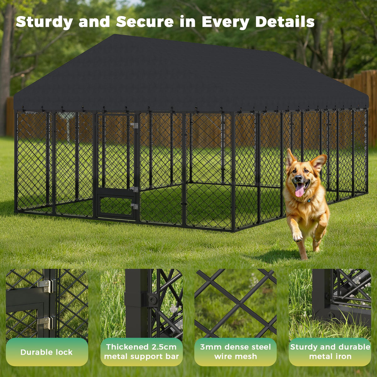 10x14×6.4 FT Heavy Duty Dog Kennel J4228