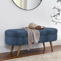 Dark Blue Upholstered Storage Bench with Rubber Wood Legs G15880