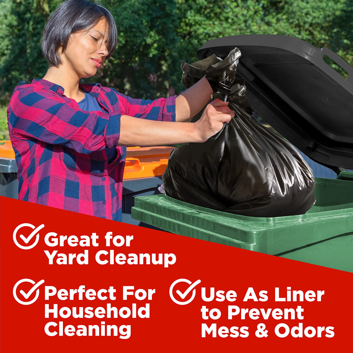 44 Gallon Heavy Duty Contractor Trash Bags, 100 Ct, Black, 1.2 Mil I3934