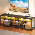 63 Inch TV Stand with Power Outlets & LED Lights, Black V2326
