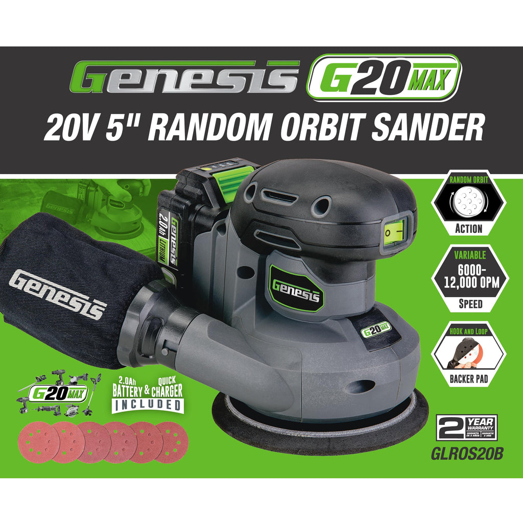 20V Cordless 5in. Orbital Sander with Dust Bag A9964