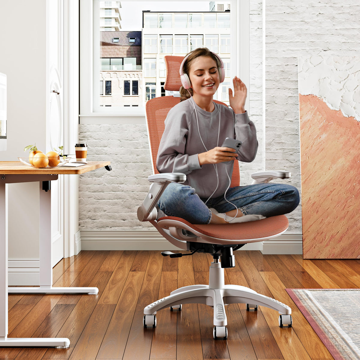 Ergonomic High Back Mesh Office Chair with Headrest and Flip-Up Arms N484741