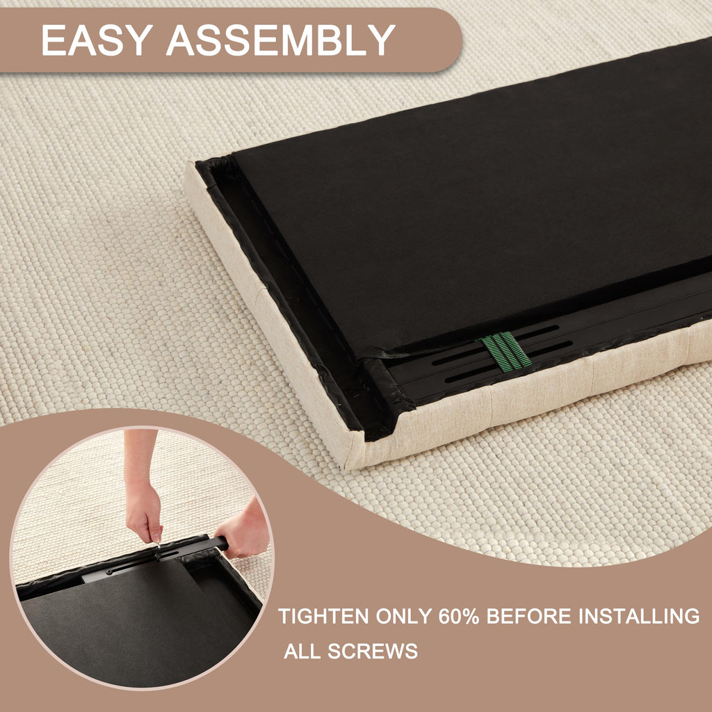 Beige Tufted Upholstered Queen Size Headboard S3401