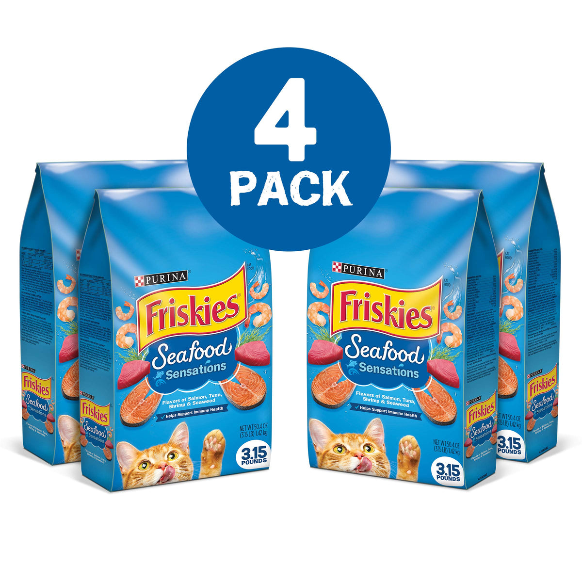 Dry Cat Food Seafood 4 3.15 lb Bags R216