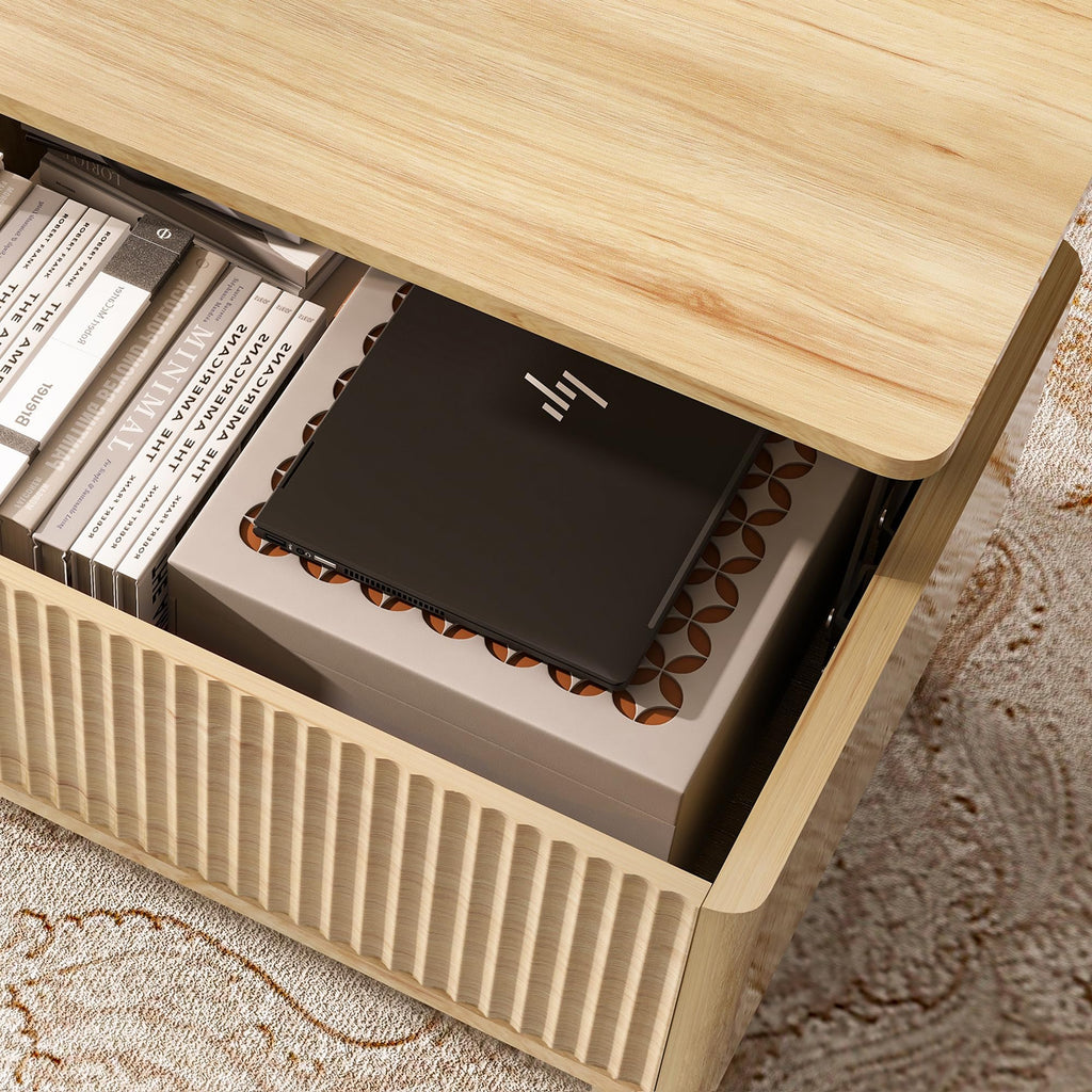 Fluted Lift Top Coffee Table with Storage D506958