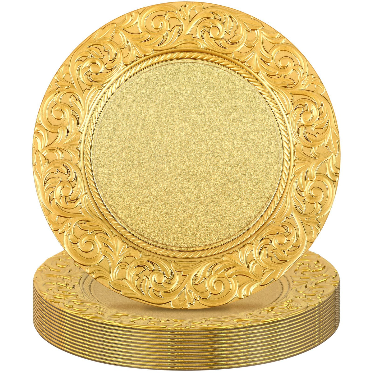 Gold 12 Pcs 13'' Antique Plastic Charger Plates H60612