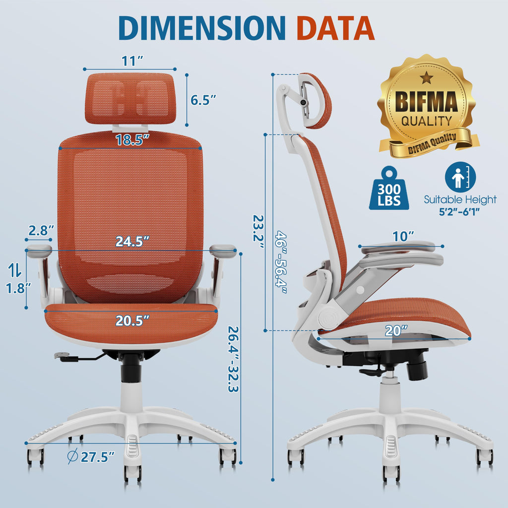 Ergonomic High Back Mesh Office Chair with Headrest and Flip-Up Arms N484741