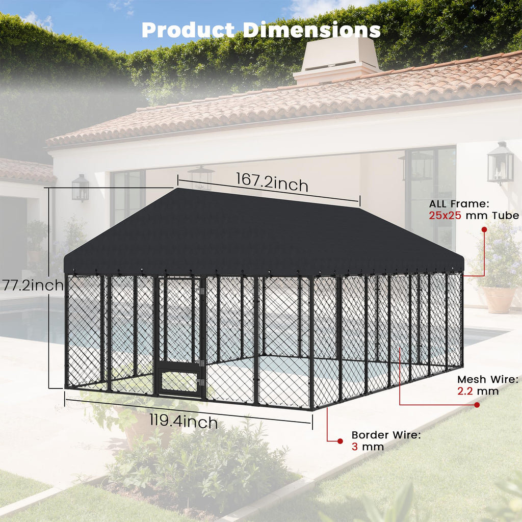10x14×6.4 FT Heavy Duty Dog Kennel J4228