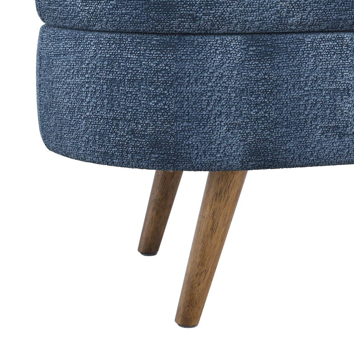 Dark Blue Upholstered Storage Bench with Rubber Wood Legs G15880