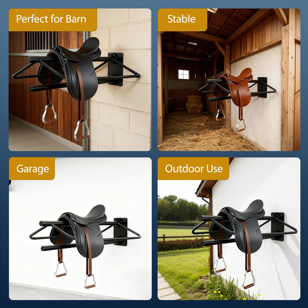 Wall Mount Metal Saddle Rack with Pad Bar N9087