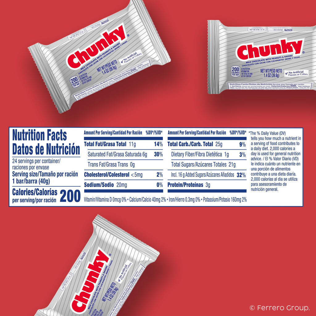 Chunky Milk Chocolate Candy Bars 24 Pack 33.6 Oz G2479