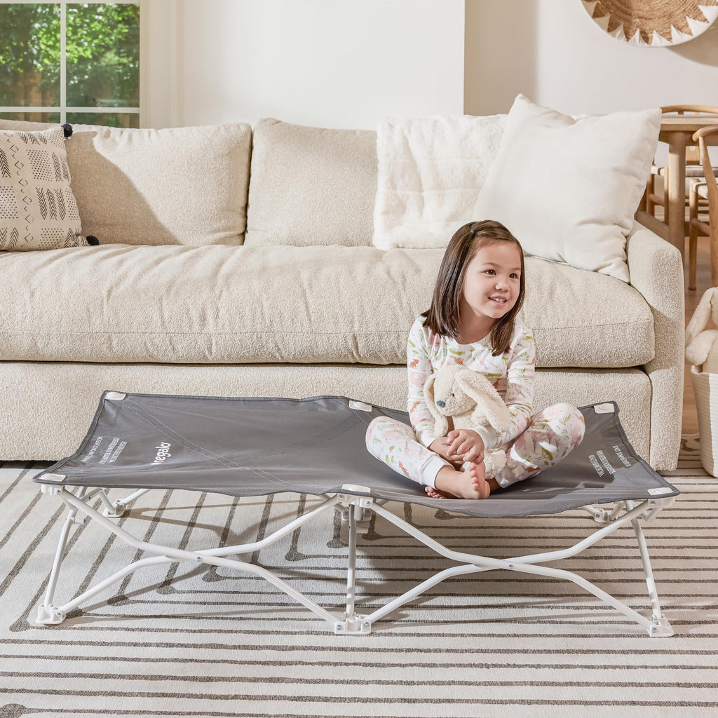 Portable Toddler Cot, Foldable Lightweight Travel Bed, Gray Z2440