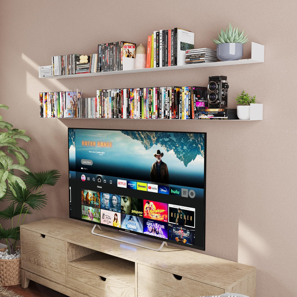 White Metal U Shape Wall Mountable Bookshelf M745020